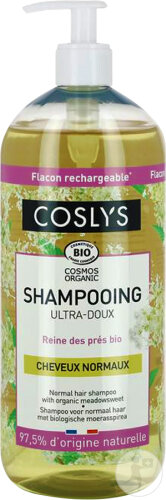 Coslys Shampoing Bio Ultra-Doux Cheveux Normaux Reine Des Prés Flacon Pompe Rechargeable 1l