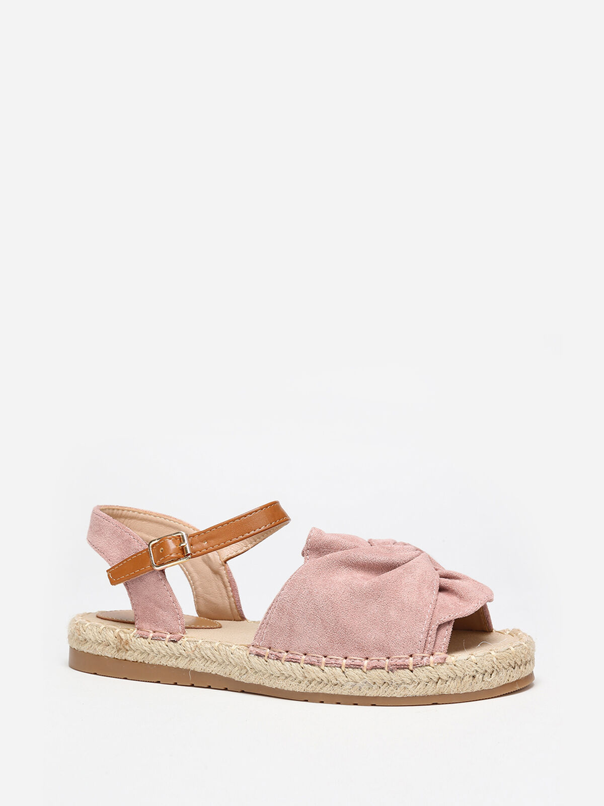 Espadrilles peep toes à bride nouée- Rose