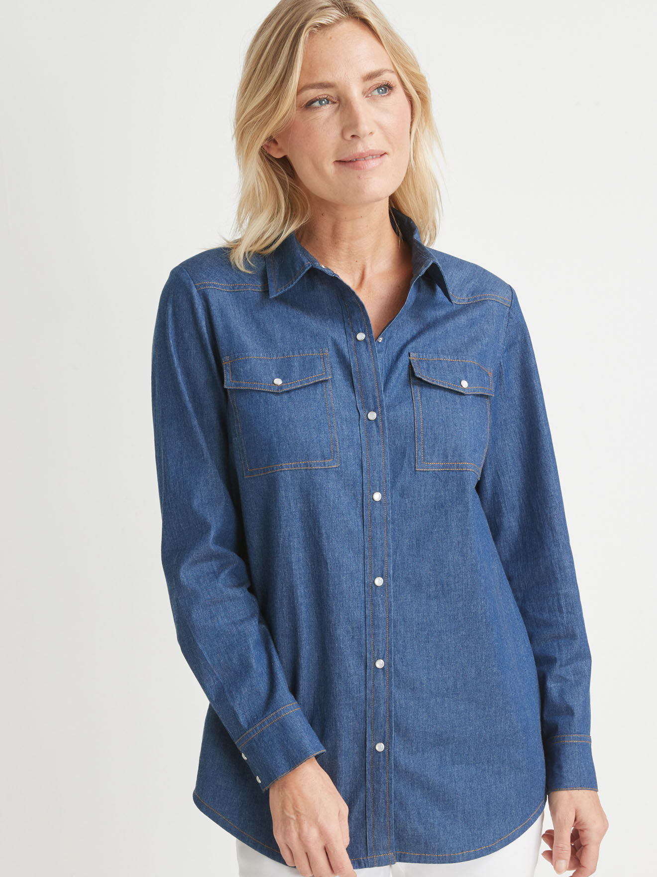 Chemise en denim extensible