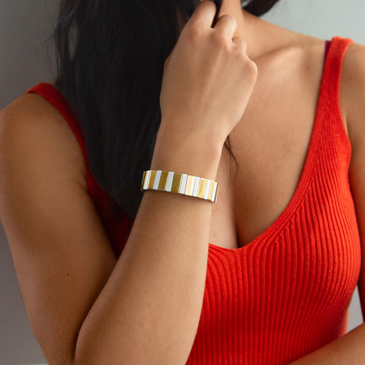 Bracelet élastique métal émaillé multicolore 15 mm