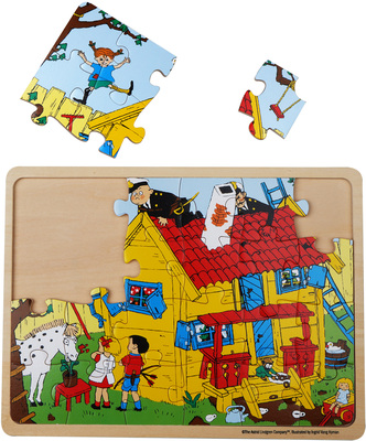 Barbo Toys Pippi Langstrømpe Rammepuslespill i Tre 24 Brikker