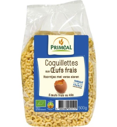 Priméal Hoorntjes Met Verse Eieren Bio (500 gr)