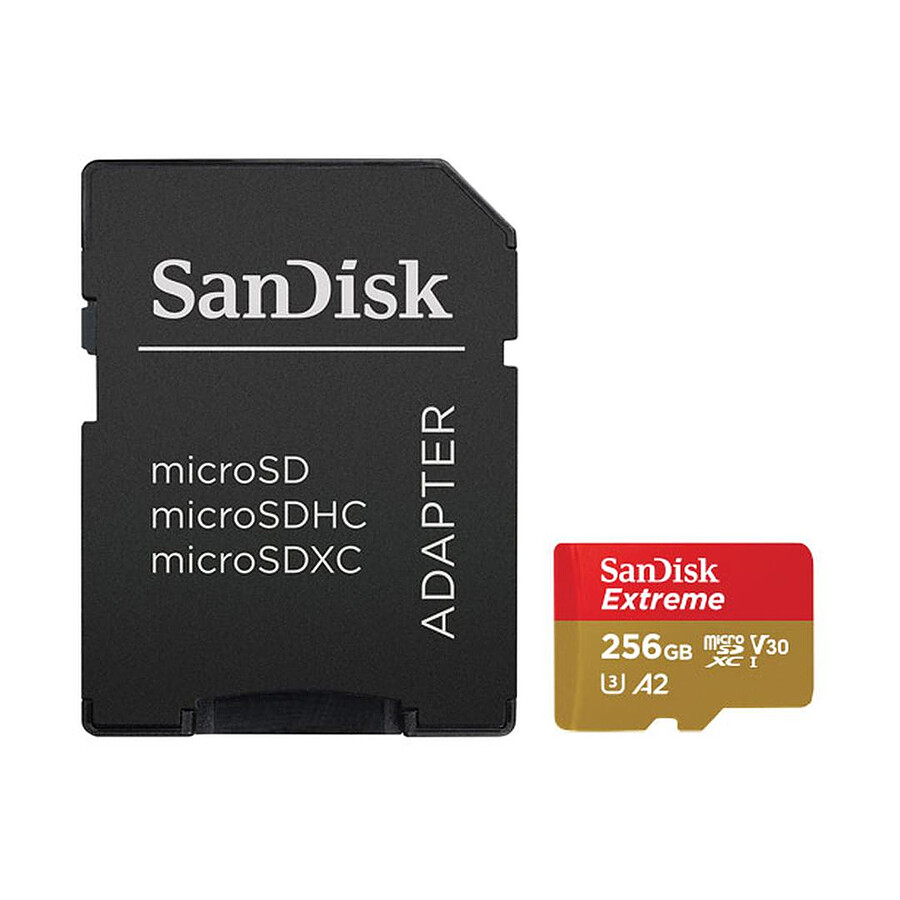 SanDisk Extreme microSDXC UHS-I U3 256 Go + Adaptateur SD