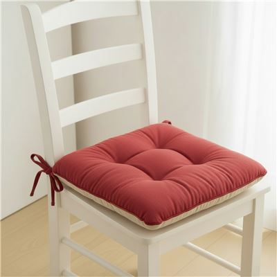 Galette de chaise unie double face carrée - Lot de 2