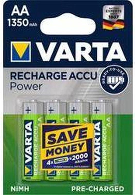 Varta - RECH.AC.Power - Oplaadbare AA Batterijen - 1350 mAh - 4 Stuks