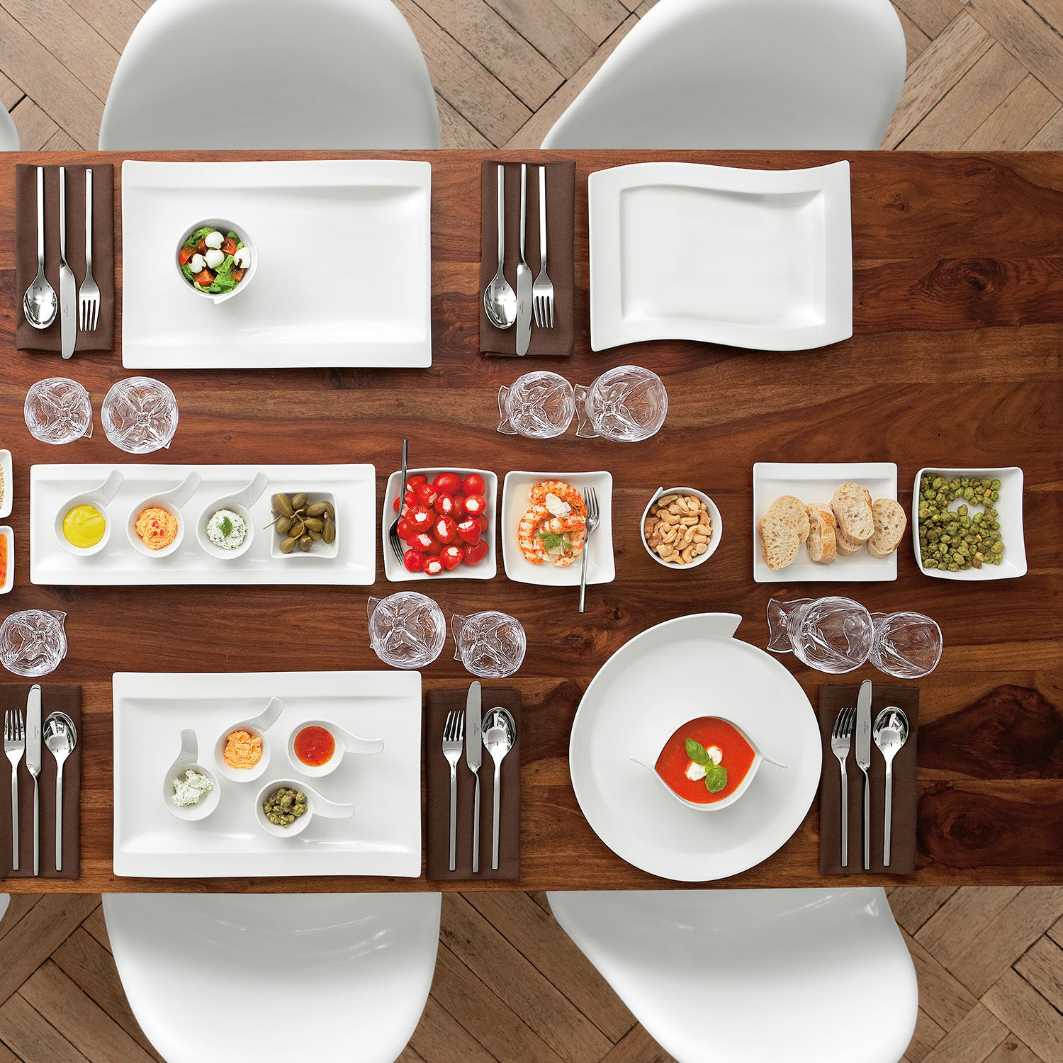 NewWave Buffet plate White, 13'' x 9.5'', Premium Porcelain