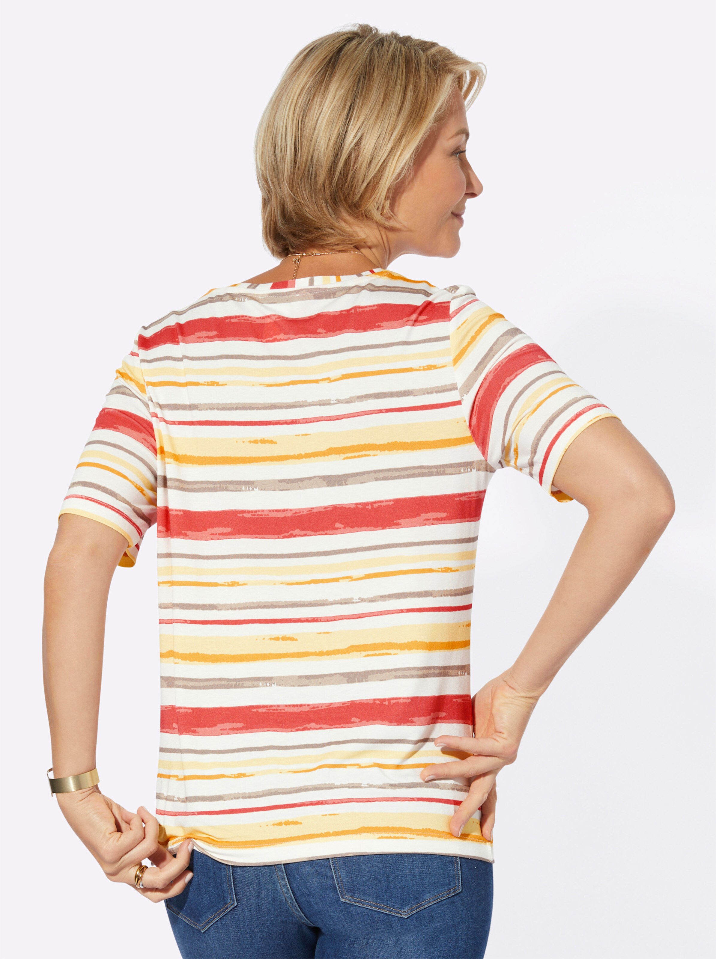 Shirt in zitrone-koralle-bedruckt