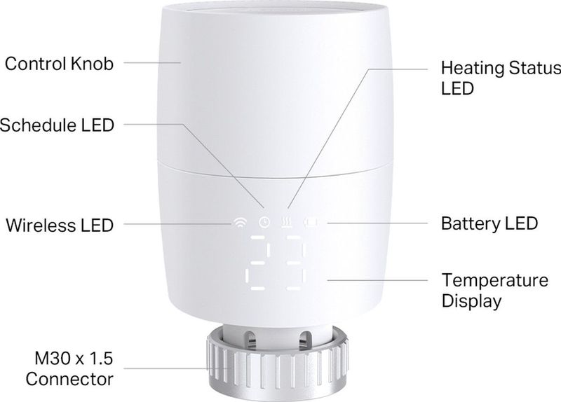 TP-Link - Kasa KE100 - Intelligente Thermostaatkop - Wit - Compatibel met Alexa en Google Assistant