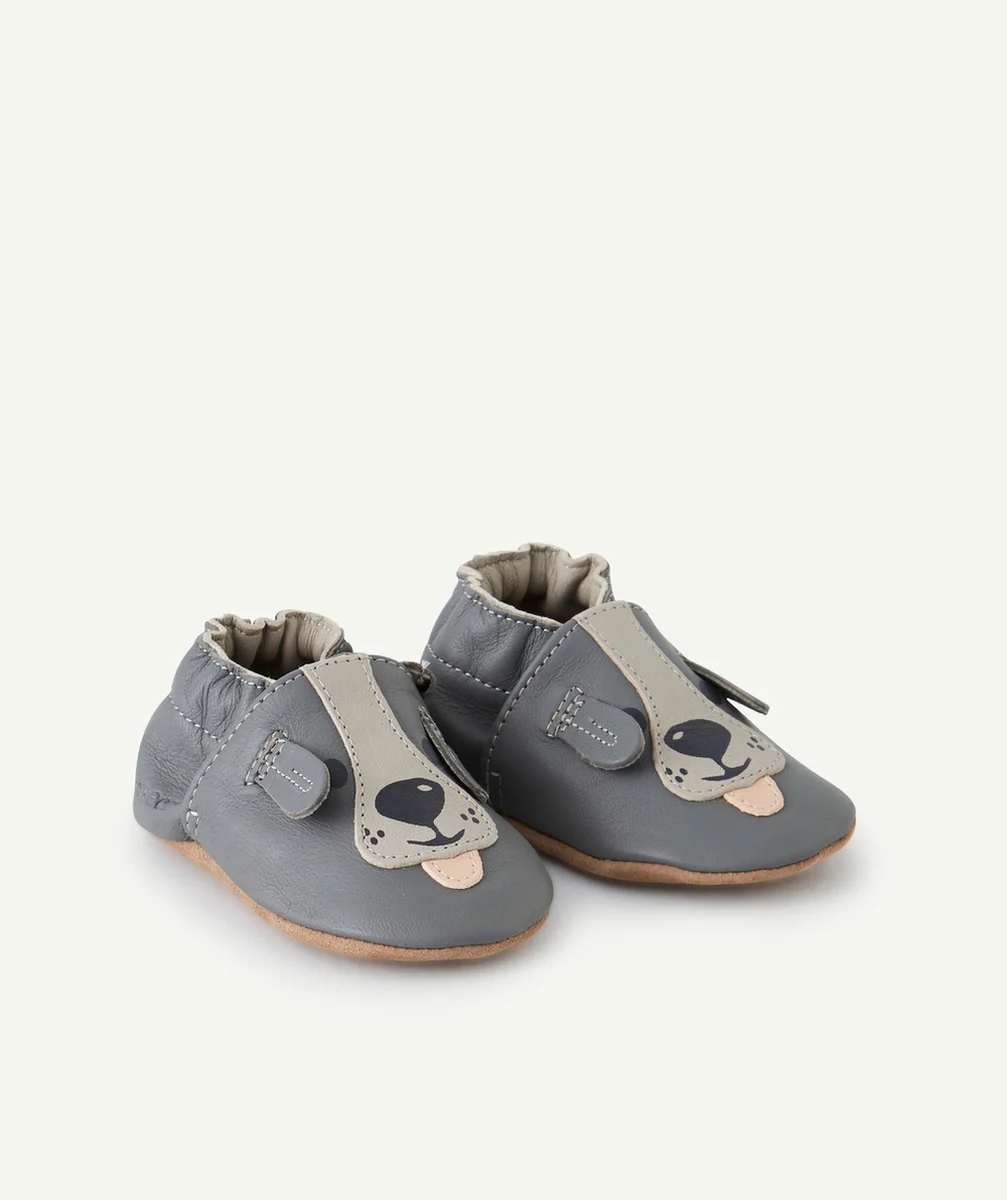 ROBEEZCHAUSSONS CHIEN GRIS EN CUIR BÉBÉ