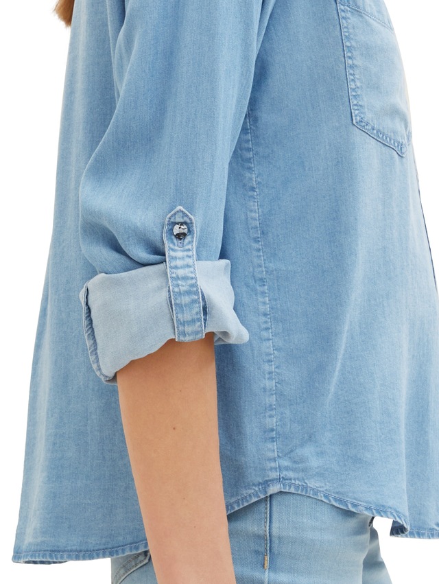TOM TAILOR Jeansbluse , mit Lyocell und Kentkragen