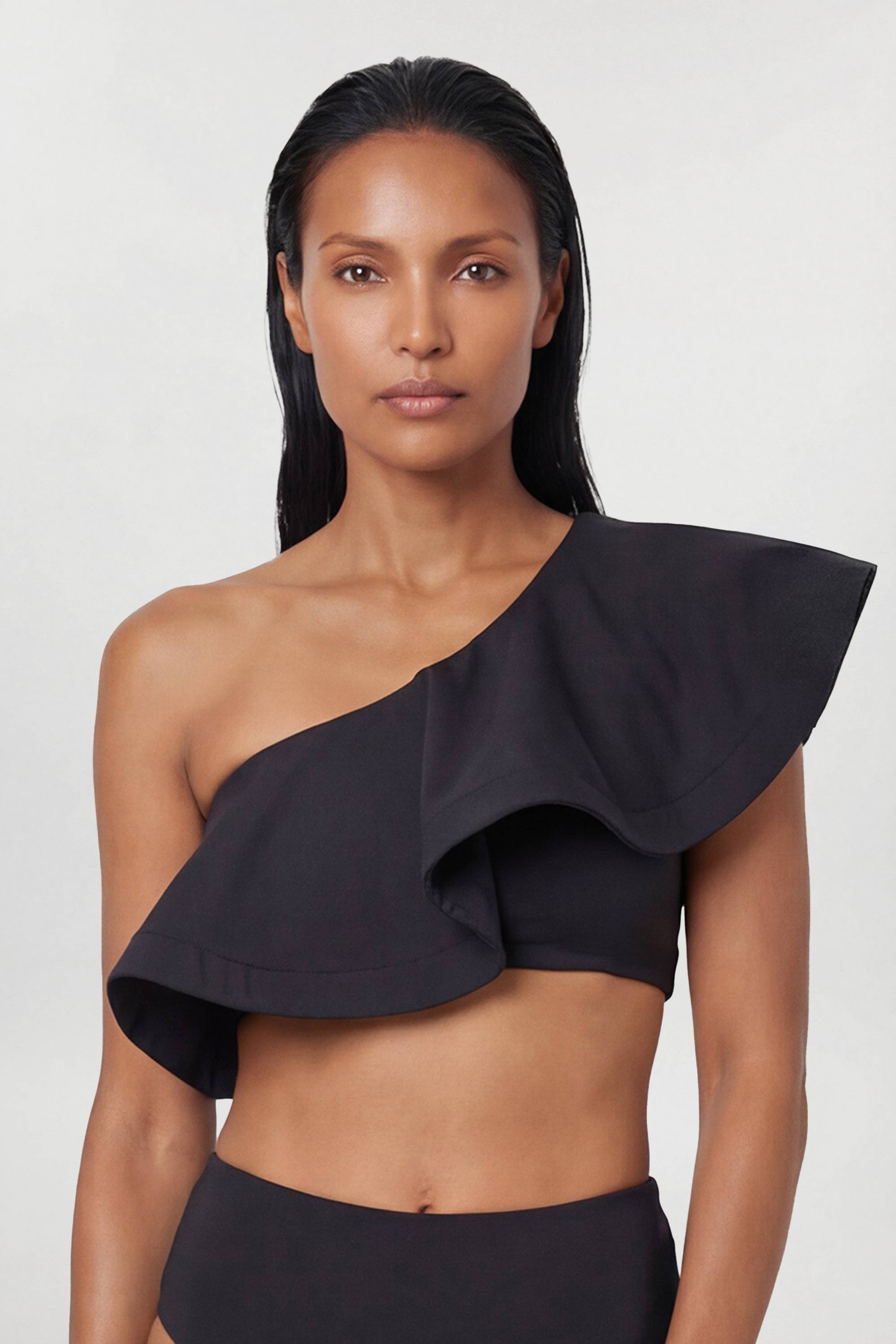 KarenMillen Top de bikini à volants asymétrique Drama