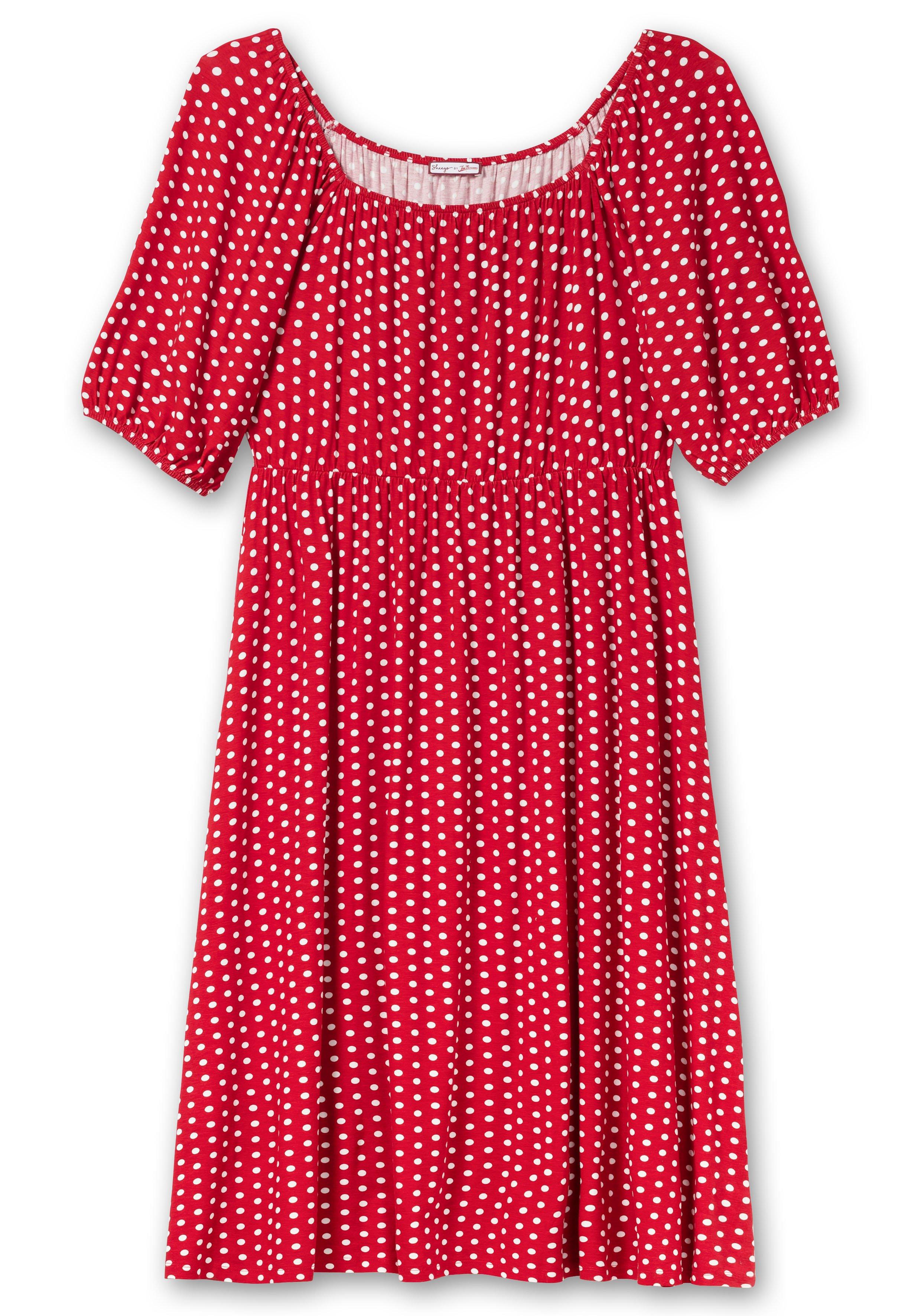 Jerseykleid mit Punkten und Karree-Ausschnitt