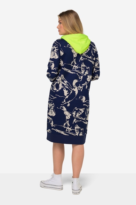 Sweatkleid, allover Print, Langarm