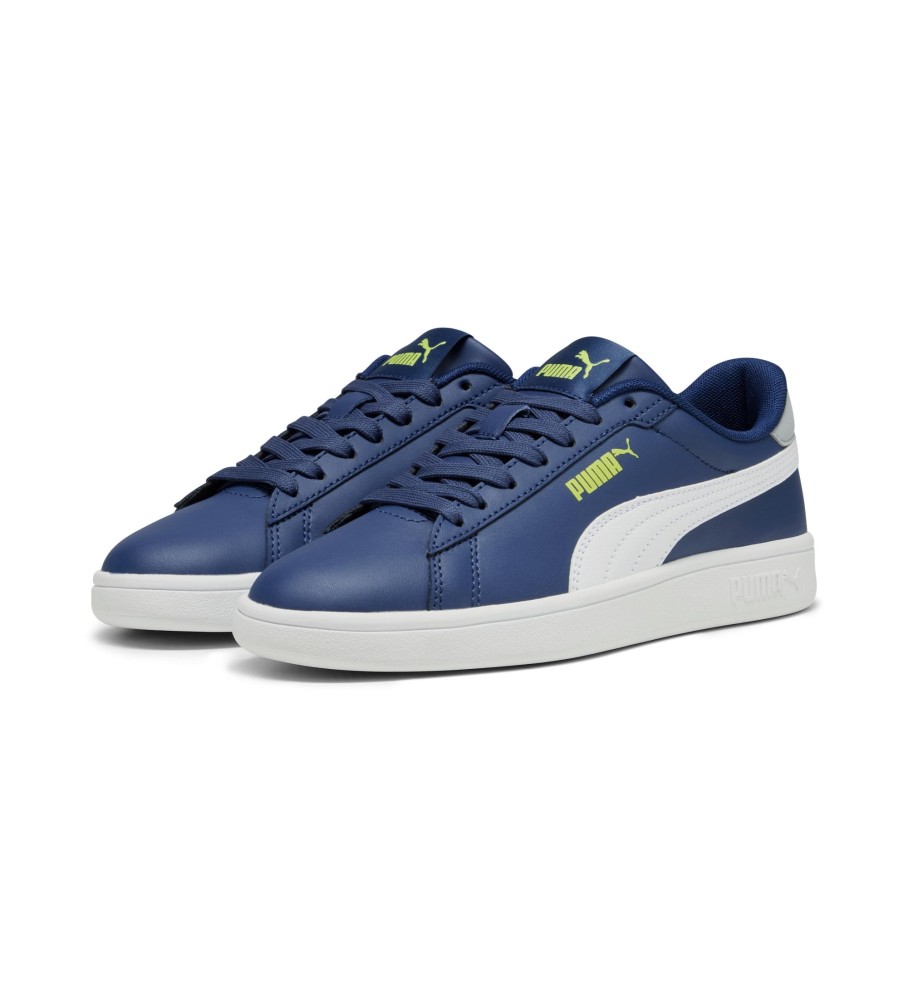 Tênis Puma Smash 3.0 de couro azul-marinho