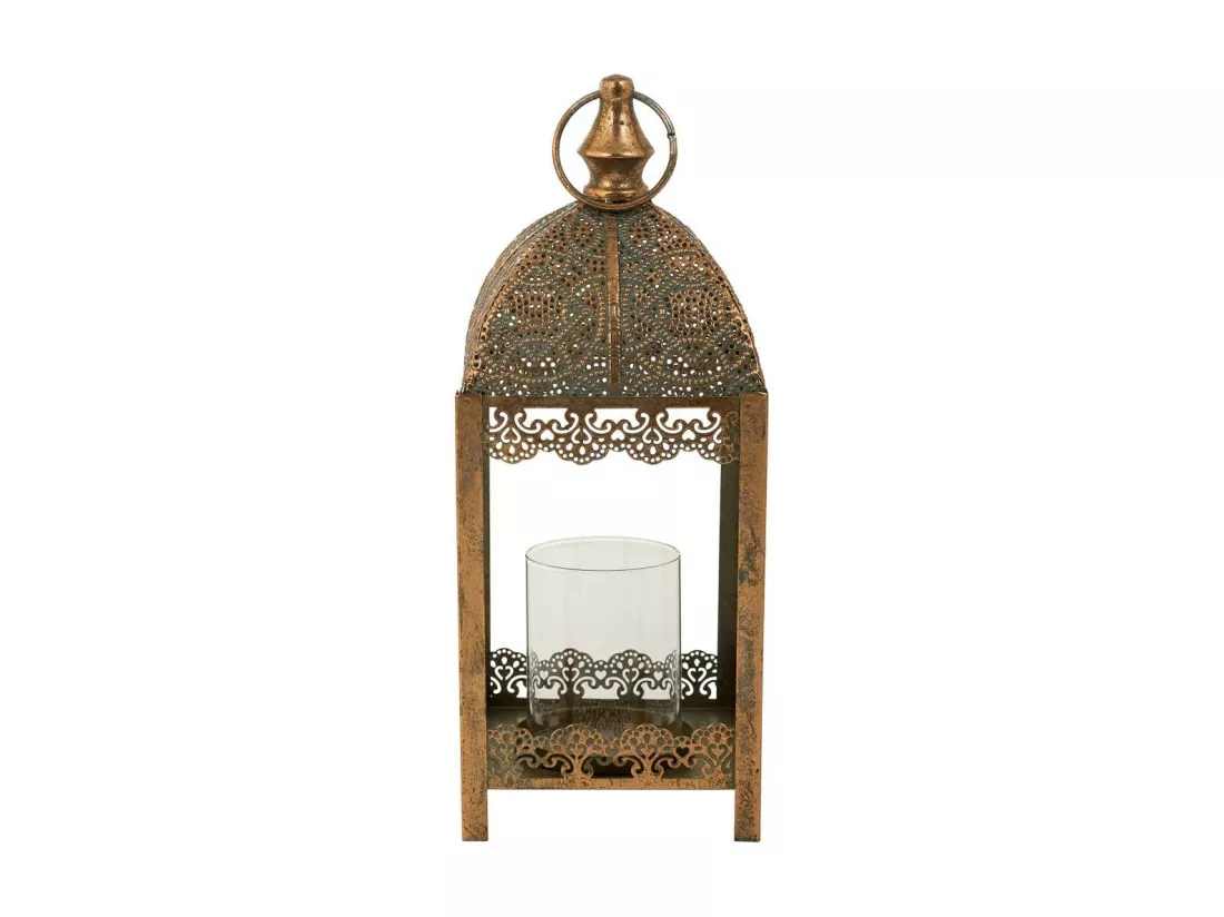 Bougeoir en métal doré 14x14x36h