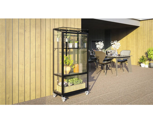 Vitavia Polis 350 balkonkas, enkelvoudig veiligheidsglas, inclusief rolfundering, 81x43 cm, zwart