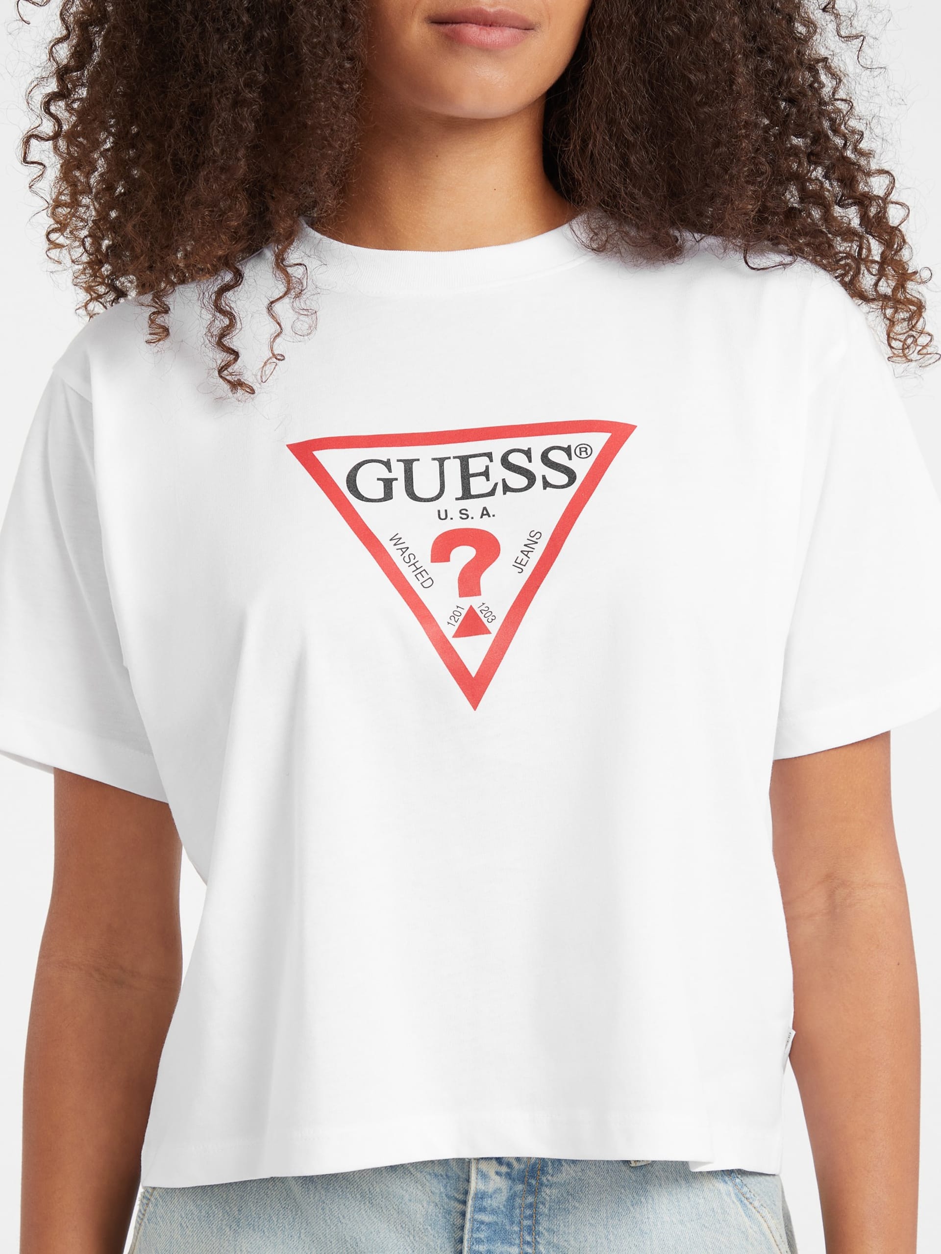 Camiseta icônica de modelagem quadrada
