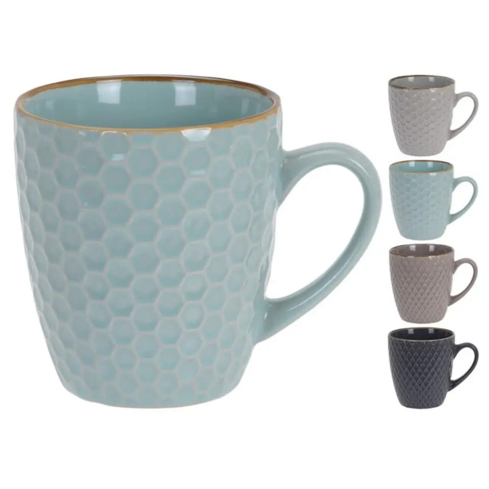 Excellent Houseware Bekers koffiekopjes - 4x - gekleurd - 300 ml