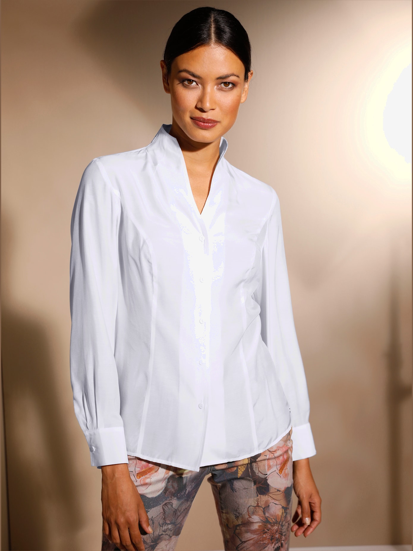 Chemisier soie et viscose col montant tendance