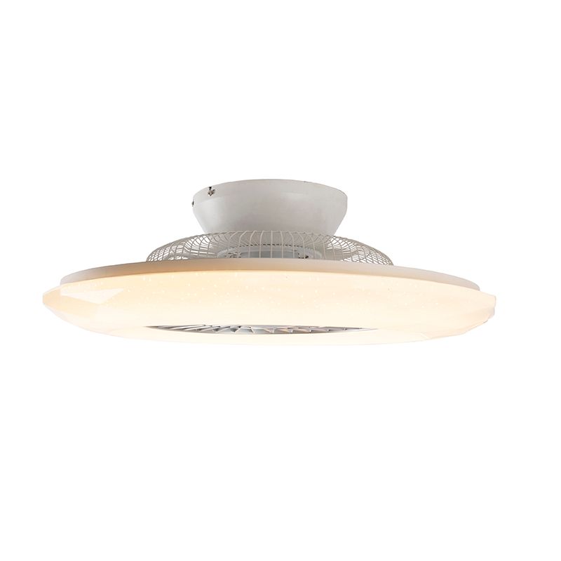 Plafondventilator zilver met ster effect 59cm incl. LED dimbaar met afstandsbediening - Clima