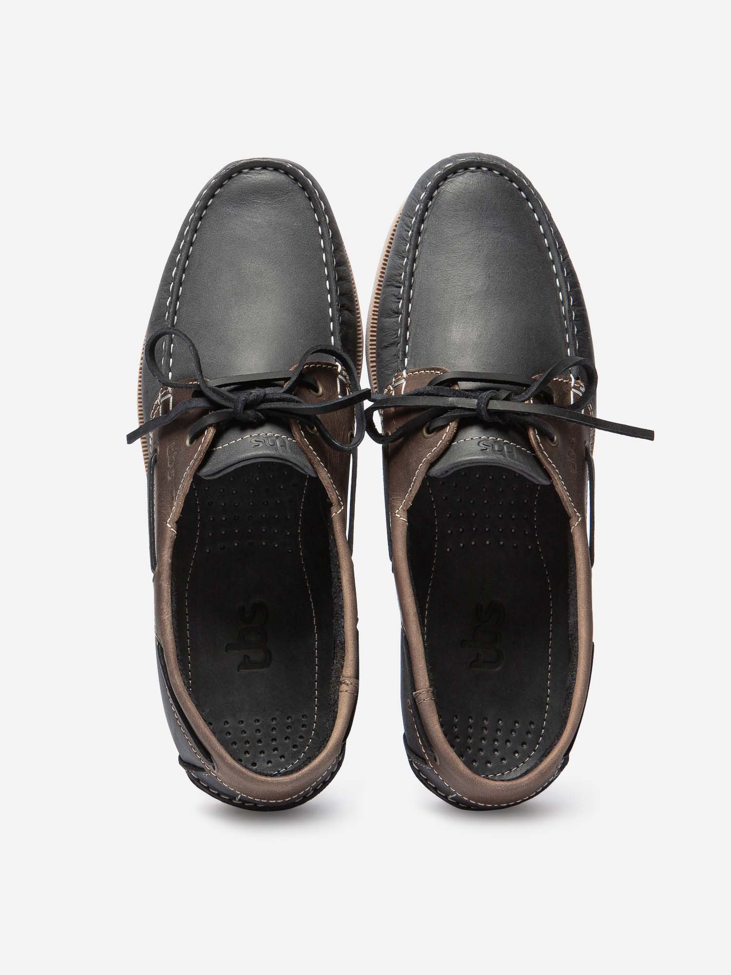 Chaussures Bateau Homme Cuir Marine et Beige
