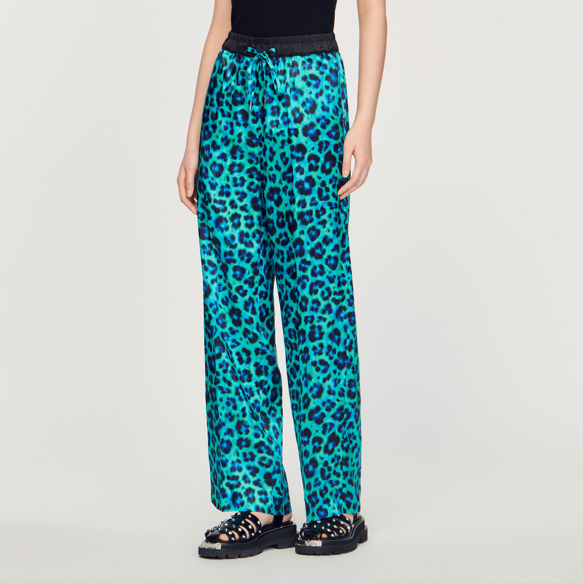 Pantalon large leopard