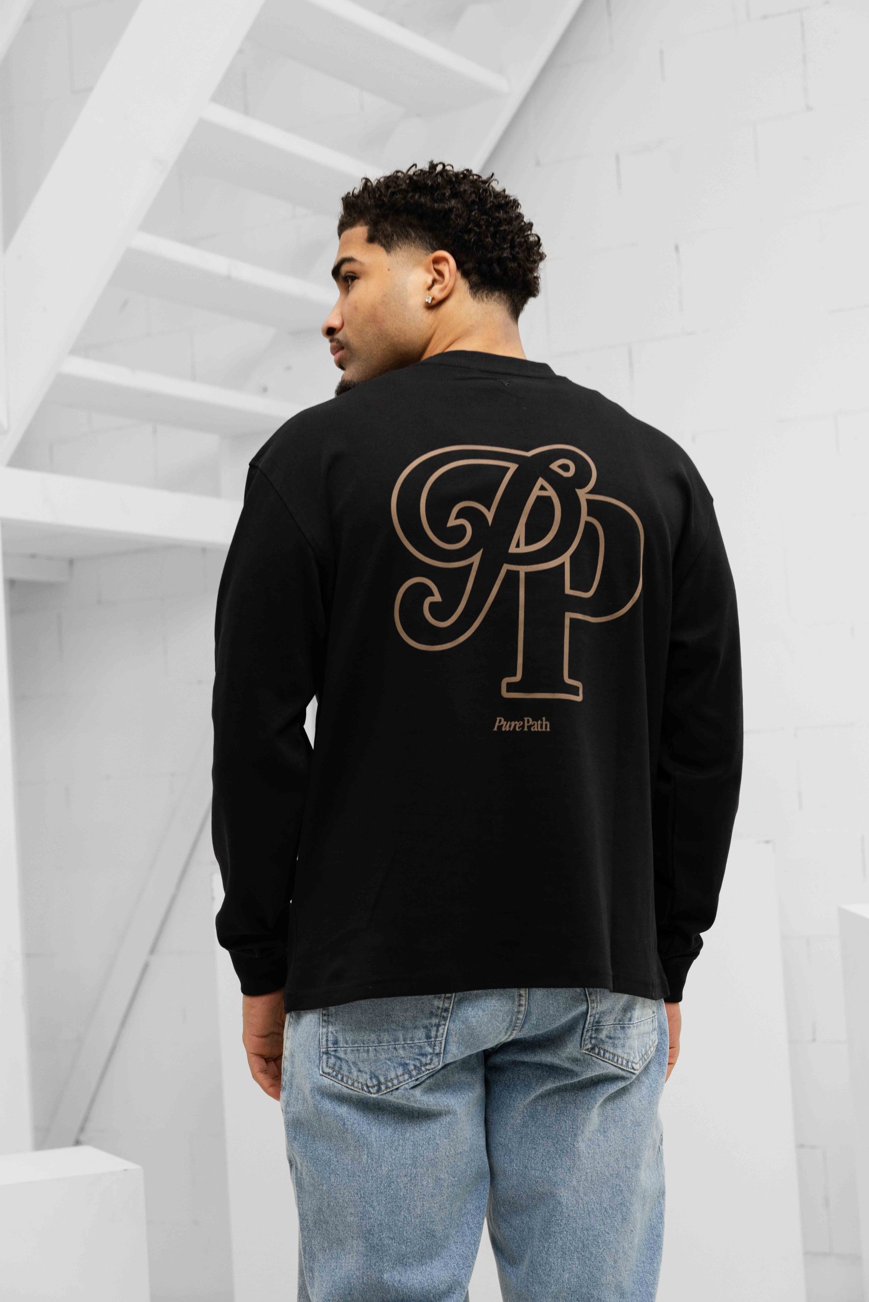 Pure Path Initials Longsleeve T-Shirt Heren Zwart