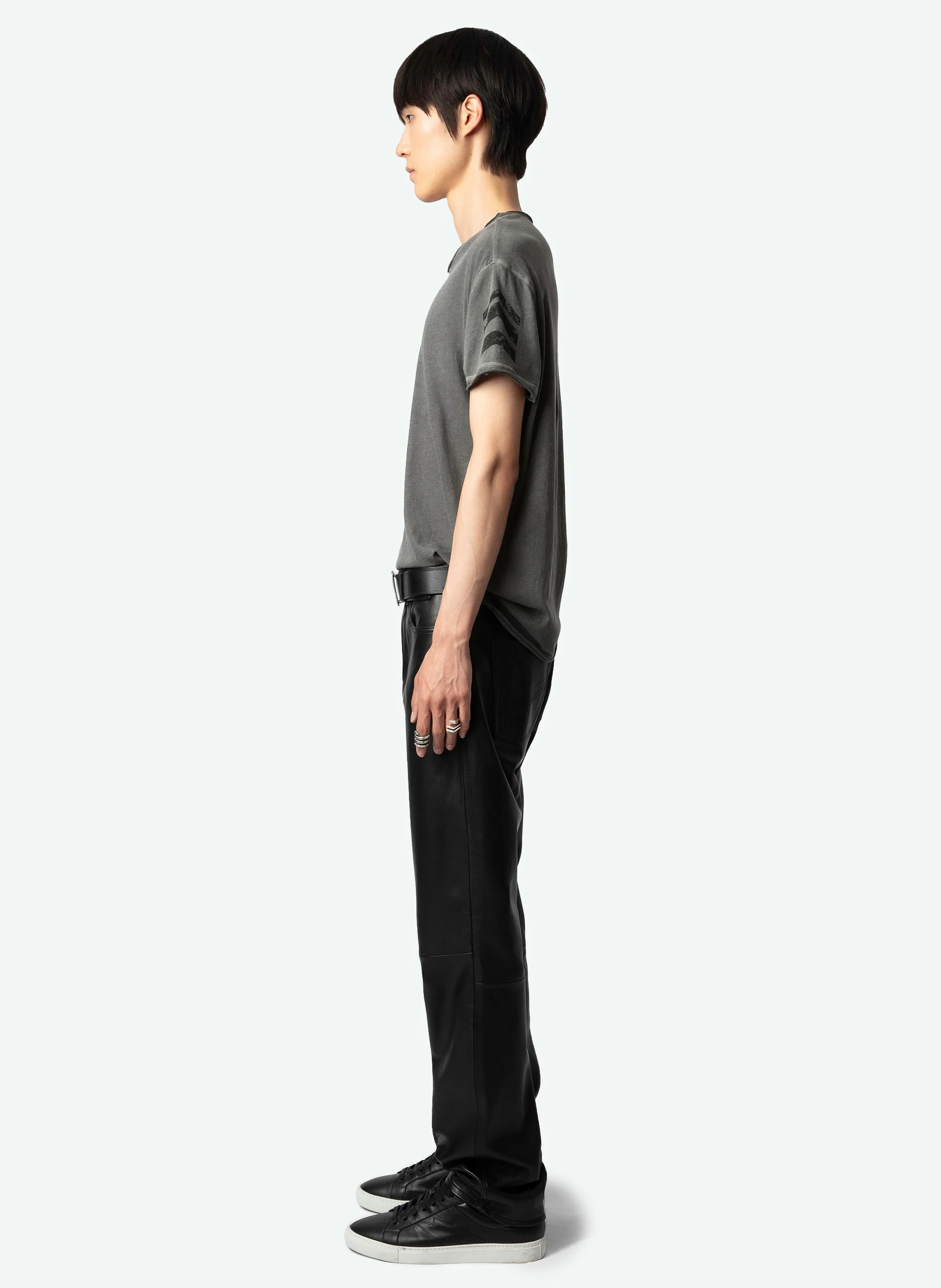 MONASTI - Tee-shirt col tunisien en coton | Gris