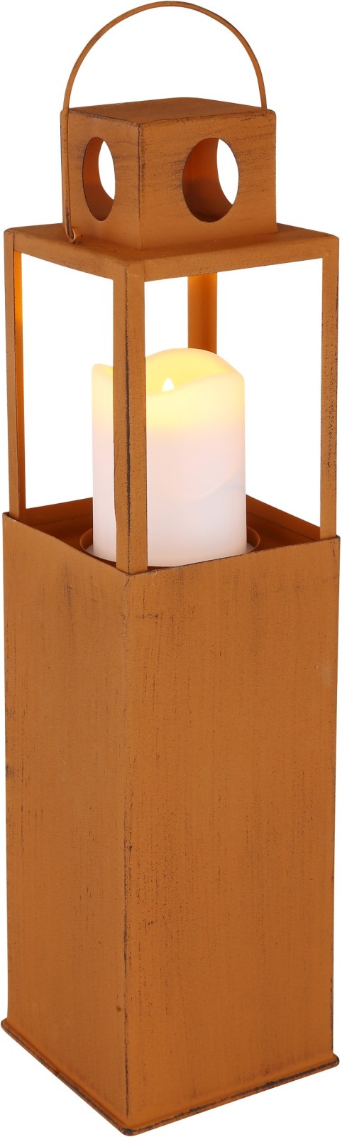 LED-Solarlaterne - rostfarben - 50 cm hoch