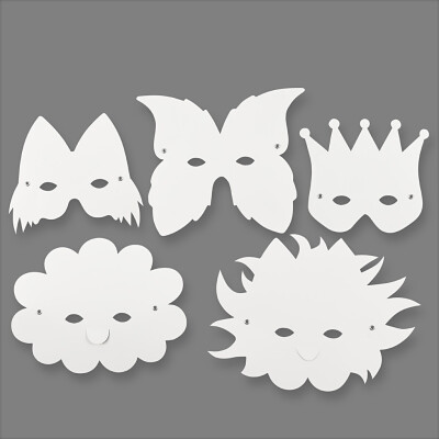 Mal Selv Masker - Fantasi - Masker Inkl. Elastik - H 15-20 CM - 230 G - Hvid - 5 Stk