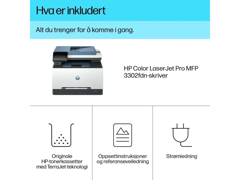 HP Color LaserJet Pro MFP 3302fdn - Multifunktionsprinter - farve - laser - Legal (216 x 356 mm) (original) - A4/Legal (medie) - op til 25 spm (kopiering) - op til 25 spm (udskriver) - 250 ark - 33.6 Kbps - Gigabit LAN, USB 2.0, USB 2.0 vært