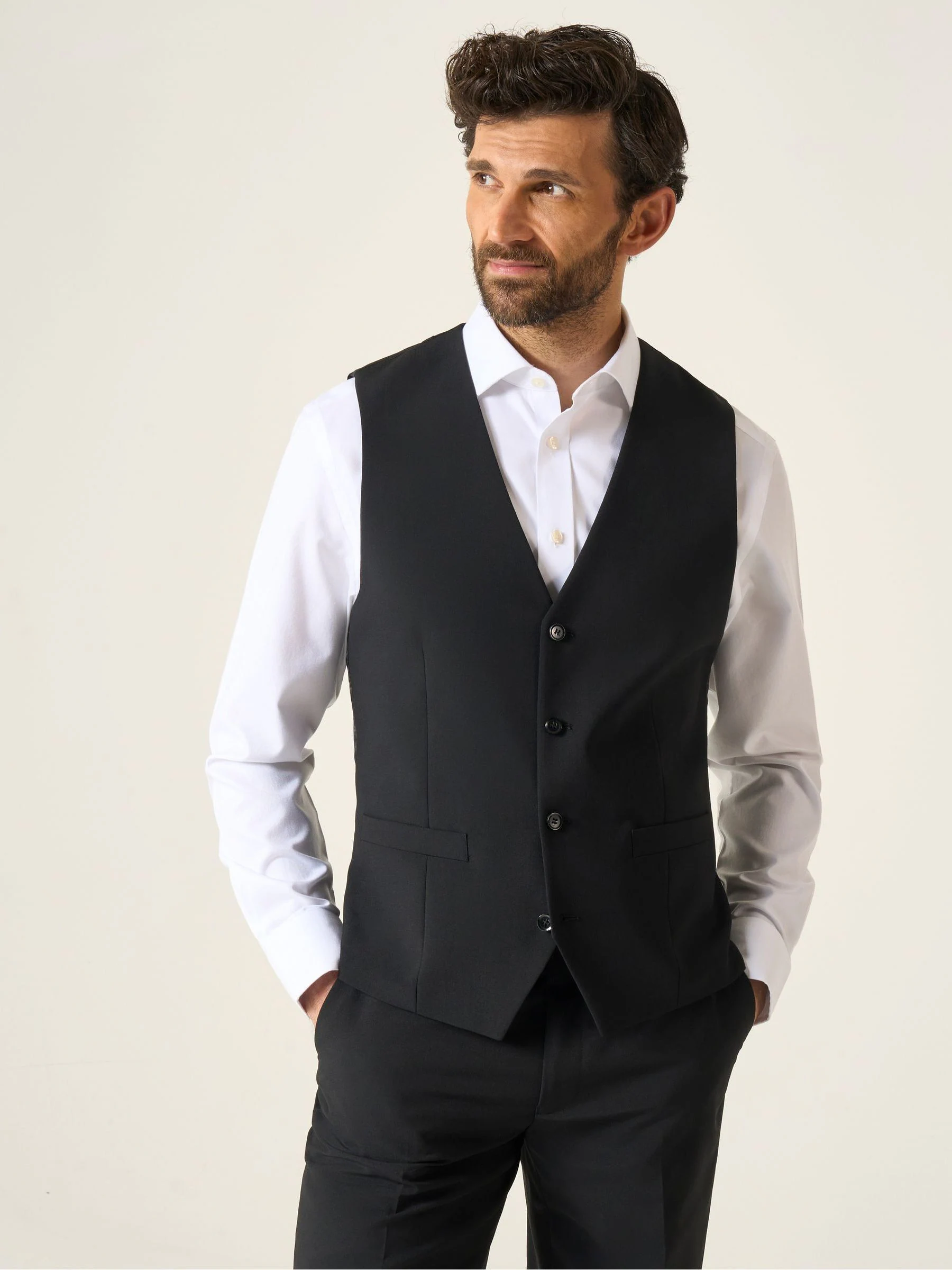 Zwart - Skopes Darwin gilet met single breasted en hoog wolgehalte