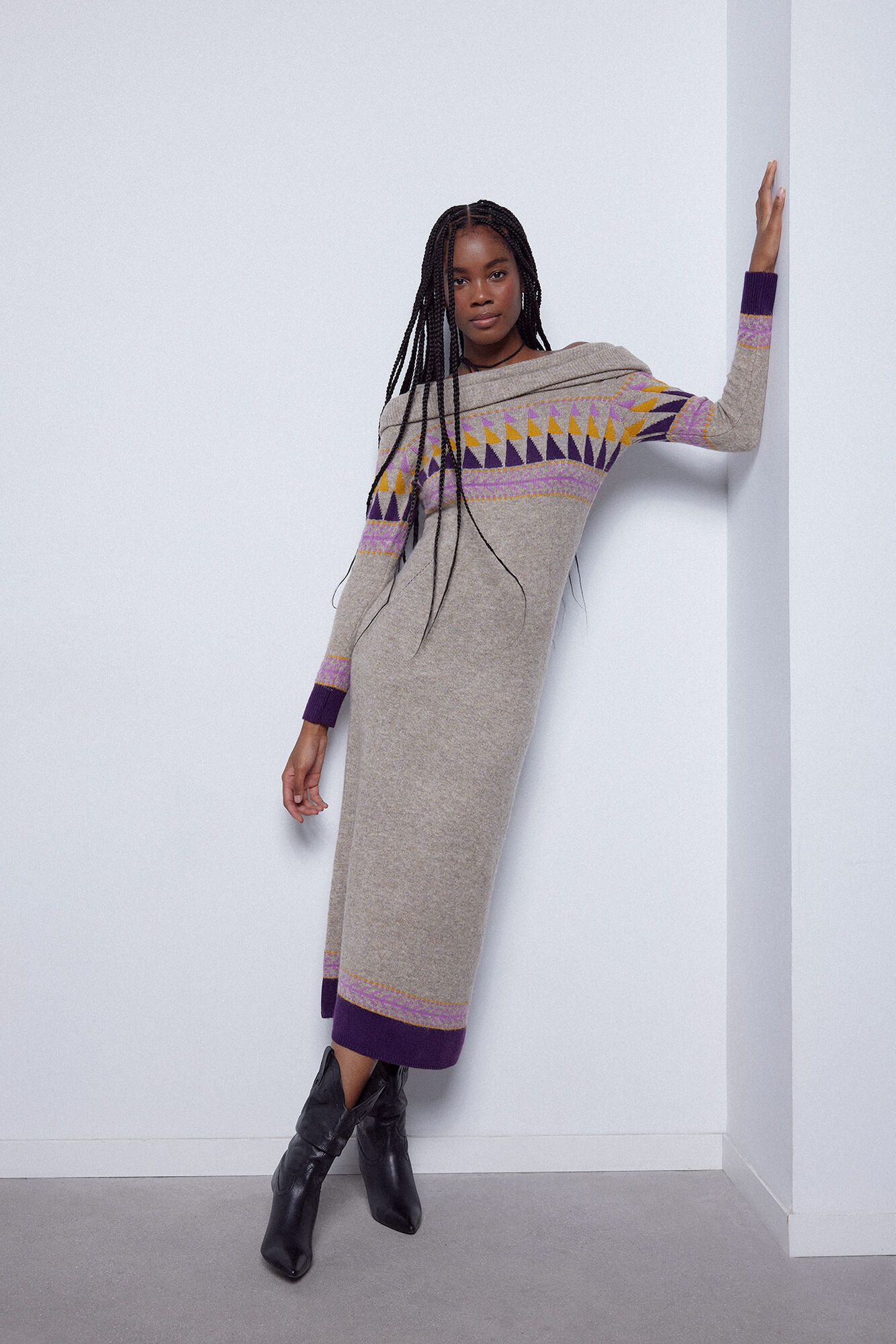 Vestido de malha jacquard
