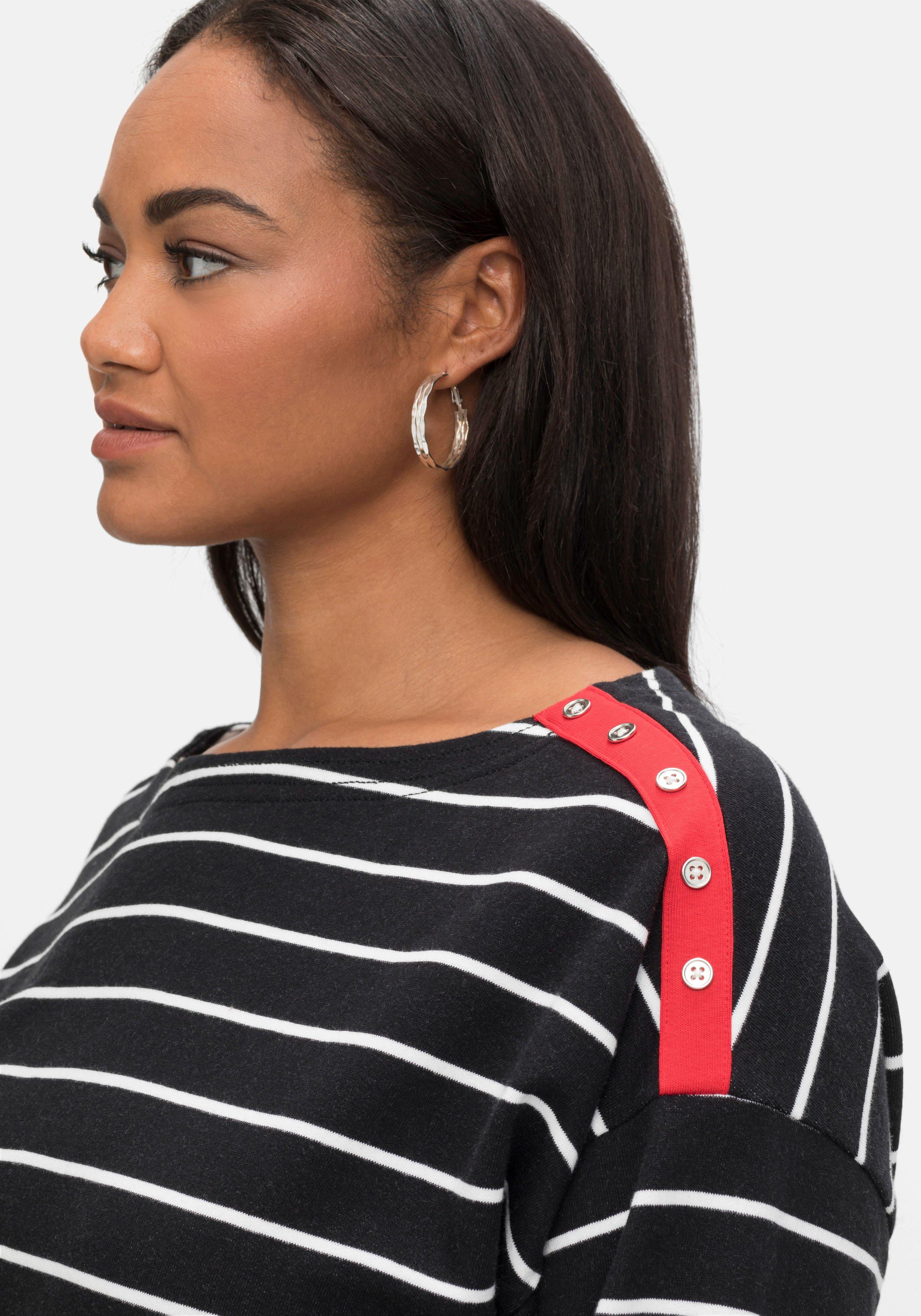 Sweatshirt mit Ringeln und Kontrastdetails
