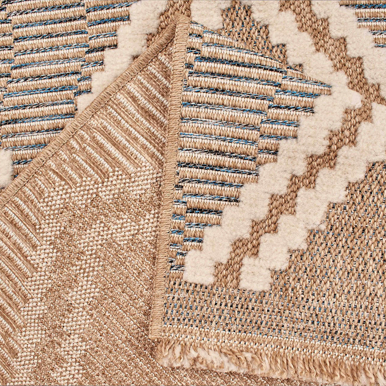 Nazar Rugs Tapis aspect jute TULUM 9048 intérieur & extérieur bleu - 160x230 cm