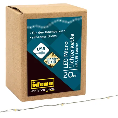 Idena Lichterkette 20 Micro LED warmweiß mit USB 1,25