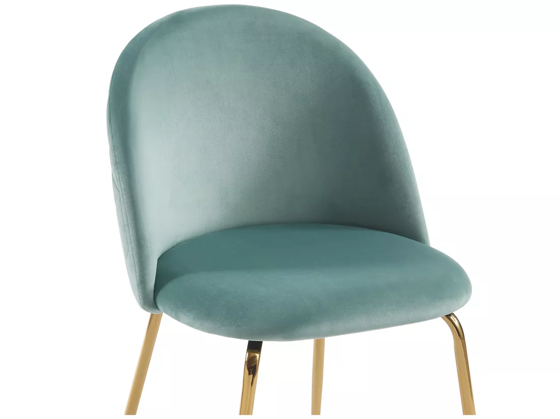 Lot de 2 chaises - Velours et acier inoxydable doré - Vert sauge - MELBOURNE