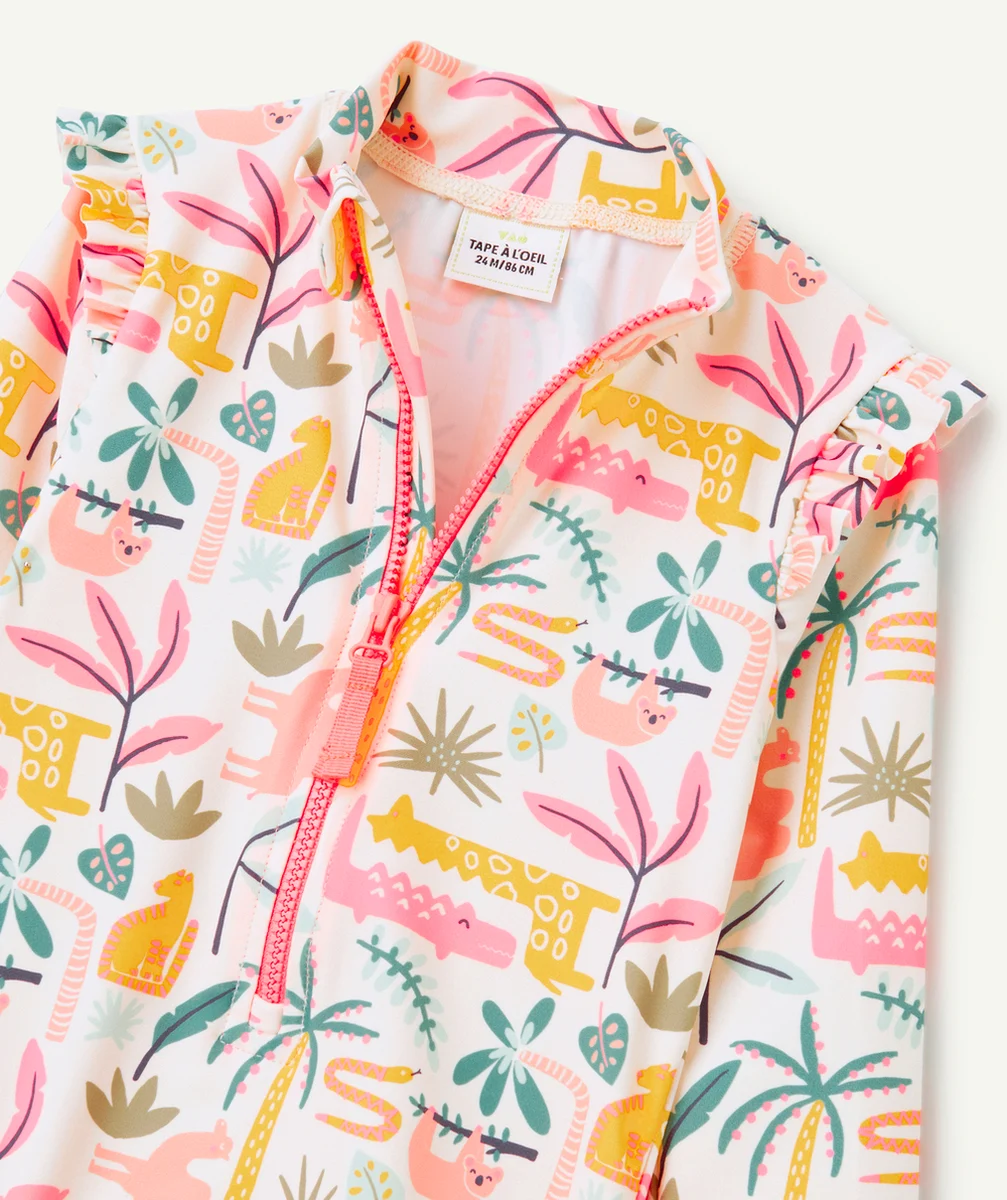 COMBINAISON ANTI-UV BÉBÉ FILLE EN FIBRES RECYCLÉES IMPRIMÉE JUNGLE