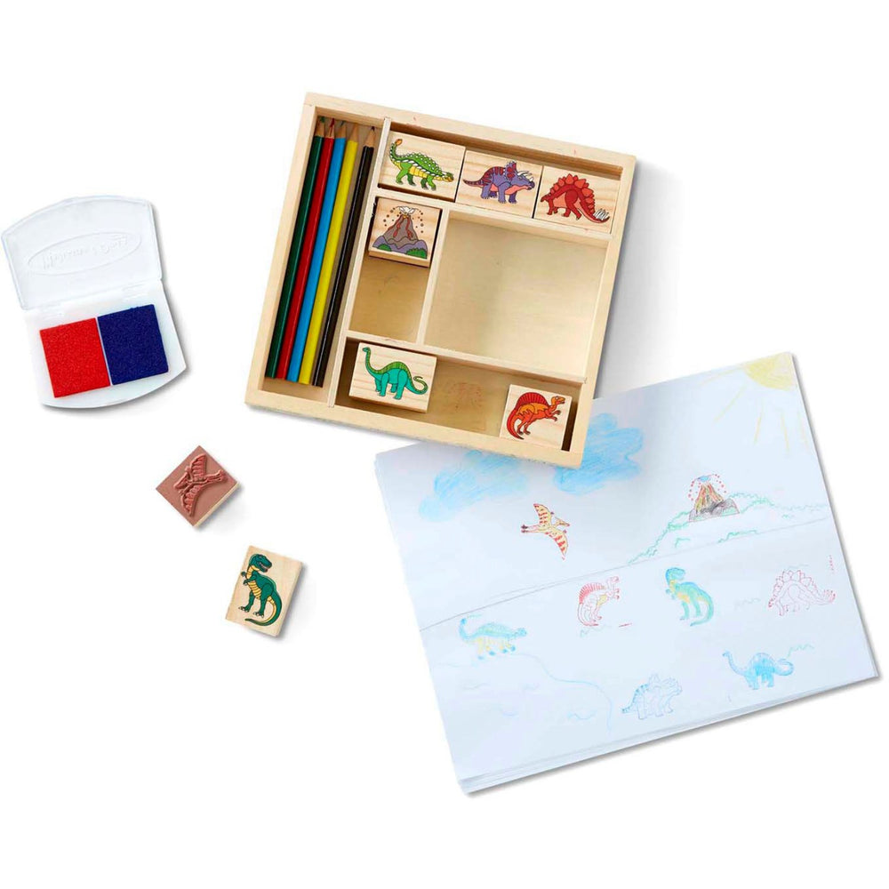Køb Melissa & Doug Multifarvet Wooden Stamp Set Dinosaur