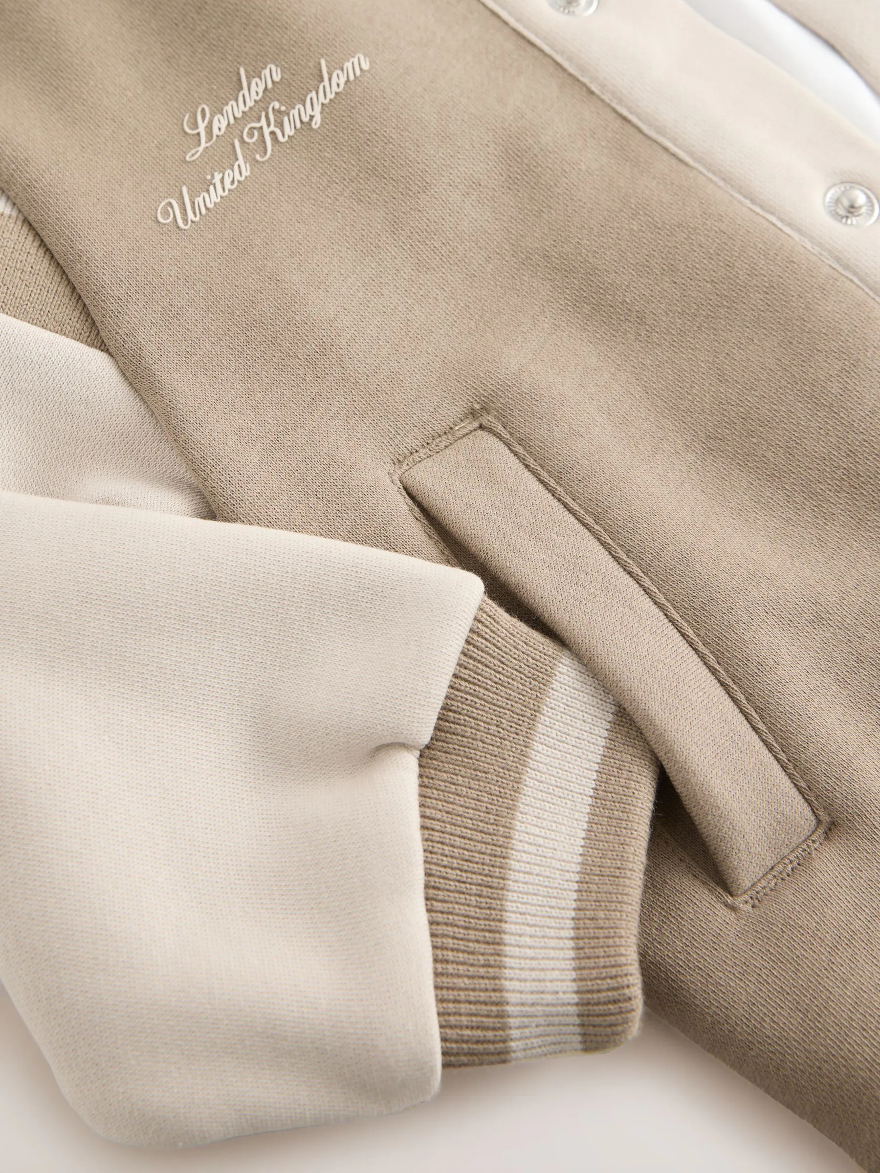 Baker by Ted Baker Stone Varsity Jacket T-Shirt and Joggers 3 Piece Set
