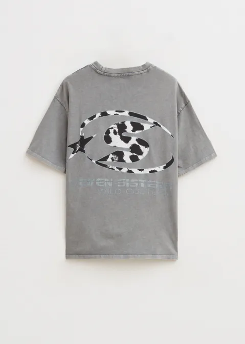 T-shirt met print dream on grijs (GRS.L)