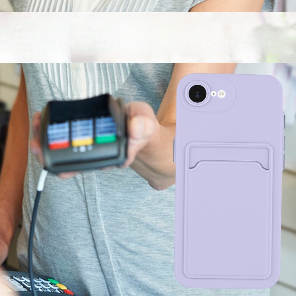 iPhone 16e Gummi Case Hülle mit Kartenfach - Lila / Orange