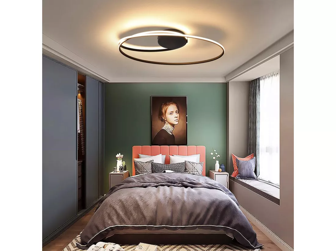 NETTLIFE Plafonnier LED Salon 36W lampe de salon Chambre 3000K blanc chaud
