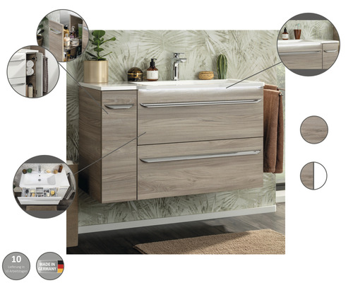 Wastafelmeubel FACKELMANN Luxor BxHxD 80 x 60,5 cm x 45 cm Frontkleur wit hoogglans 79803