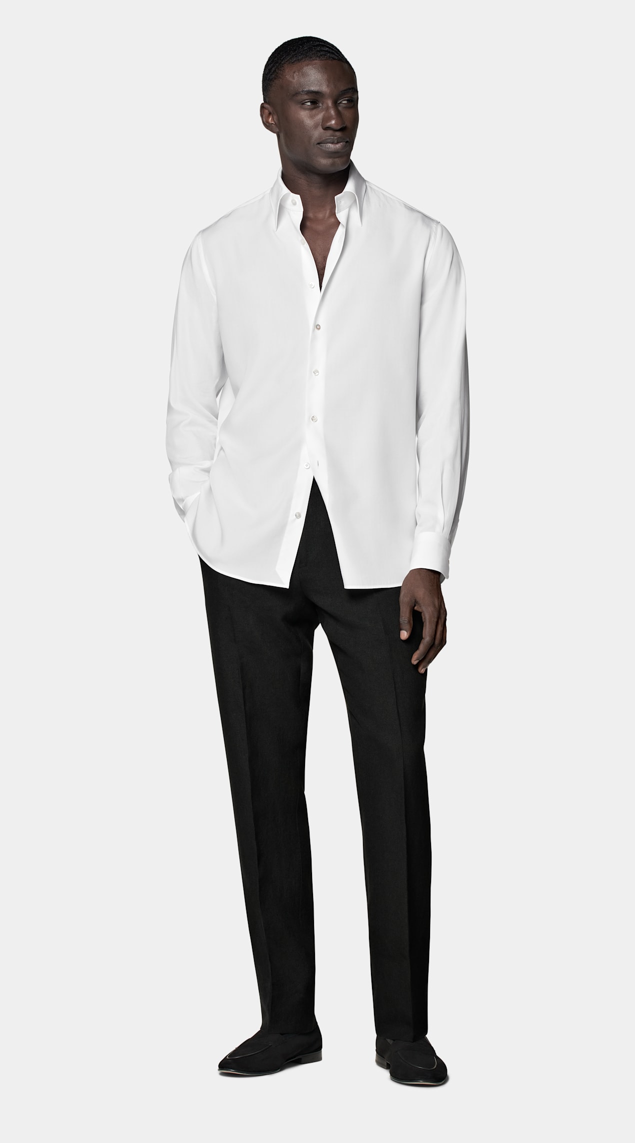Chemise coupe ajustée à col classique large blanche