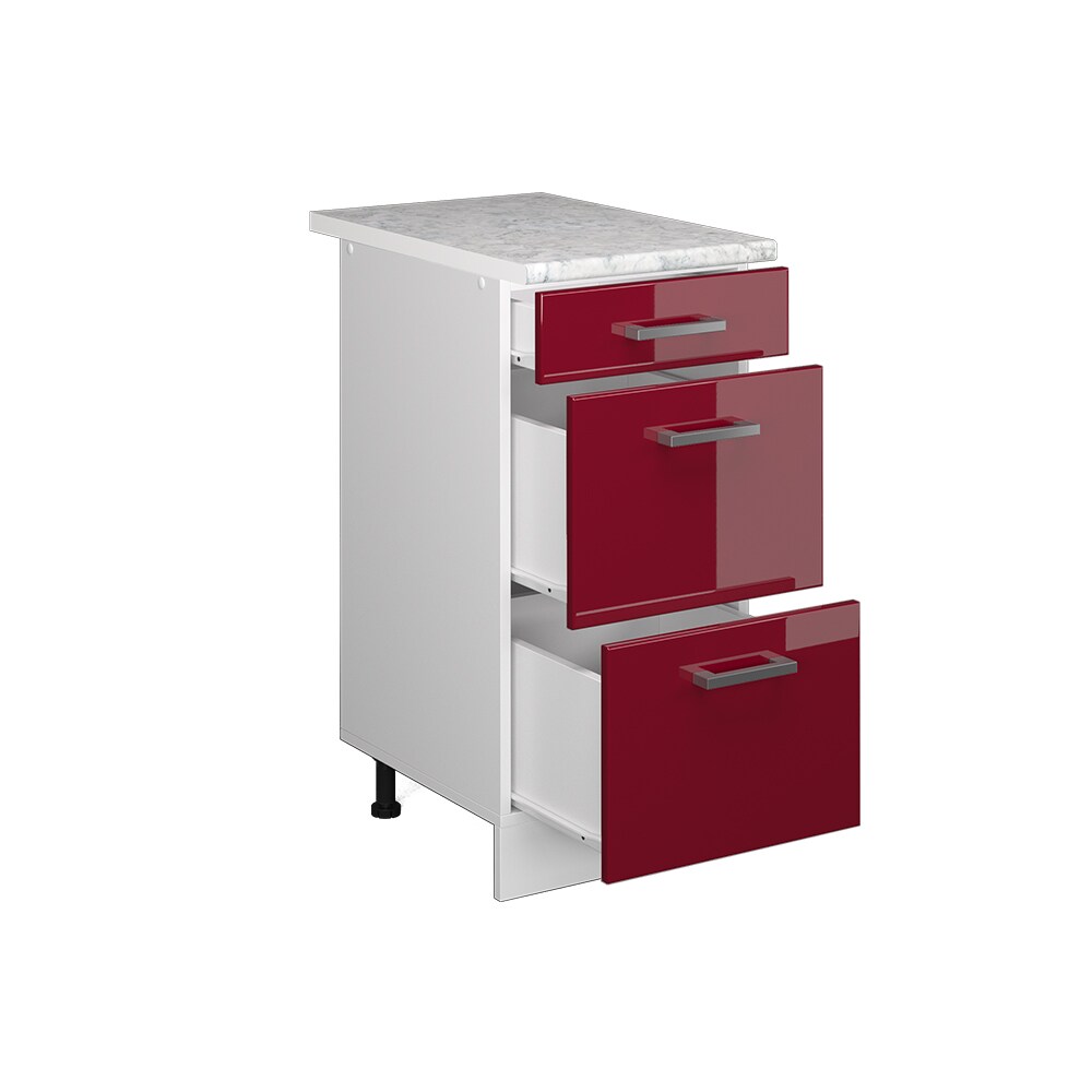 Vicco Schubladenunterschrank Küchenschrank Küchenzeile R-Line 40 cm Weiß Bordeaux Schublade Arbeitsplatte