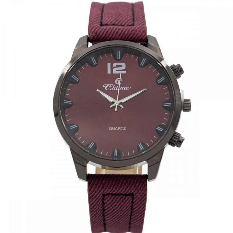 Montre Homme CHTIME bracelet Cuir Rouge