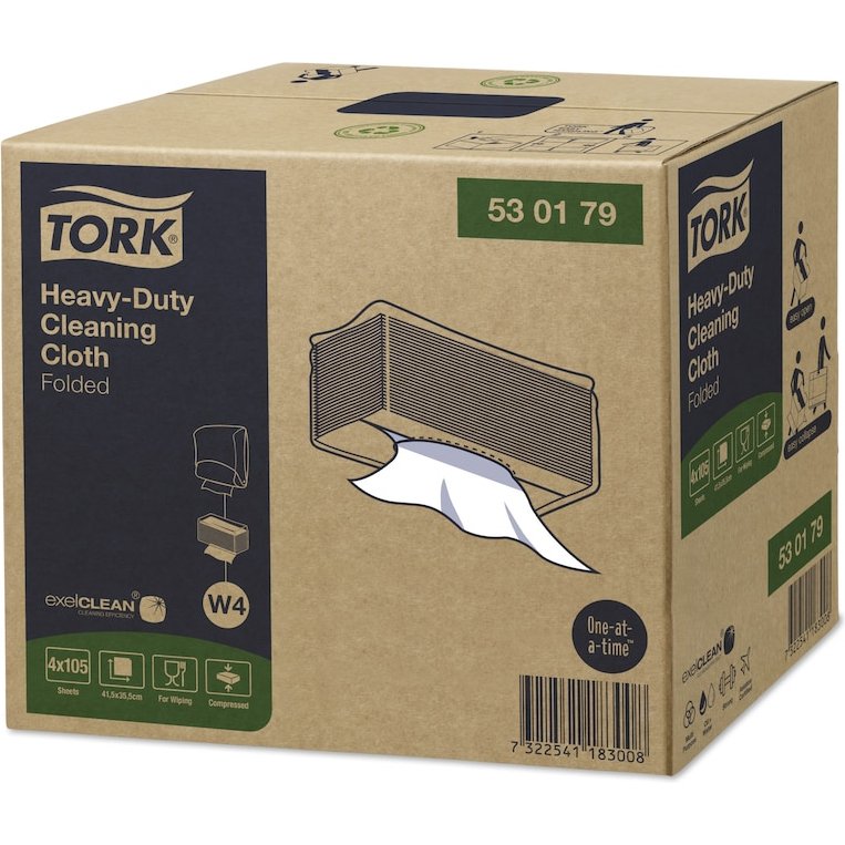 Essui main tork format non tisse 105 fts w4 blanc        35,5x41,5cm paquet de 4