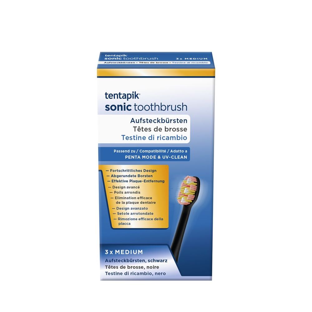 TENTAPIK Aufsteckbürsten<br>3 Stück, medium black