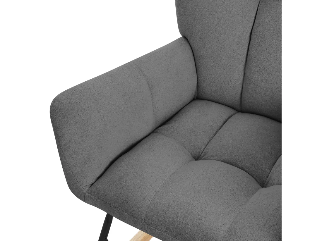 ML-Design Fauteuil à Bascule Gris Foncé, avec Housse en Tissu Éponge, Structure en Acier